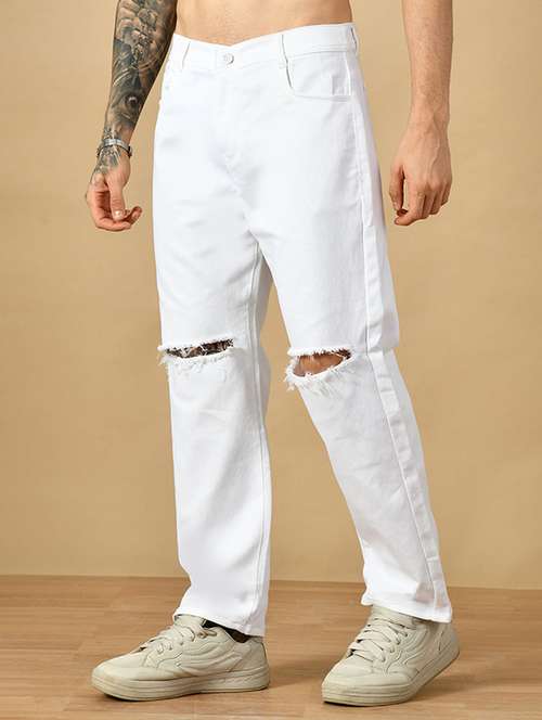 men slash knee mid rise relaxed fit jeans - 22241397 -  Standard Image - 0