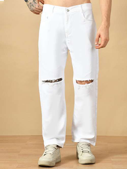 men slash knee mid rise relaxed fit jeans - 22241399 -  Standard Image - 0