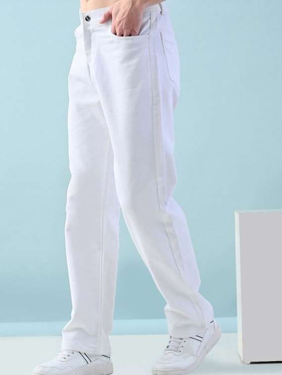 men plain mid rise relaxed fit jeans