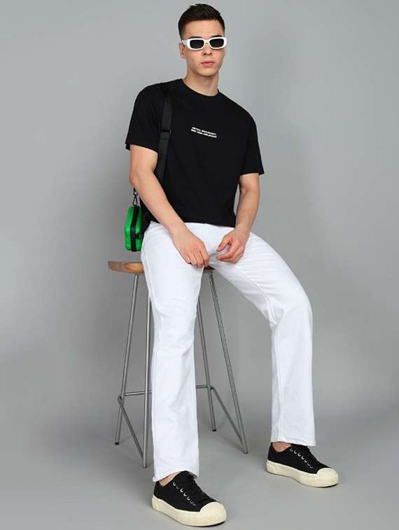 men plain mid rise straight fit jeans - 22241437 -  Standard Image - 3