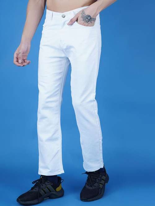 men plain mid rise straight fit jeans - 22241442 -  Standard Image - 0