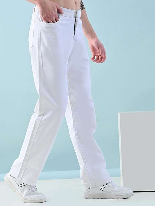 men plain mid rise straight fit jeans - 22241444 -  Standard Image - 0