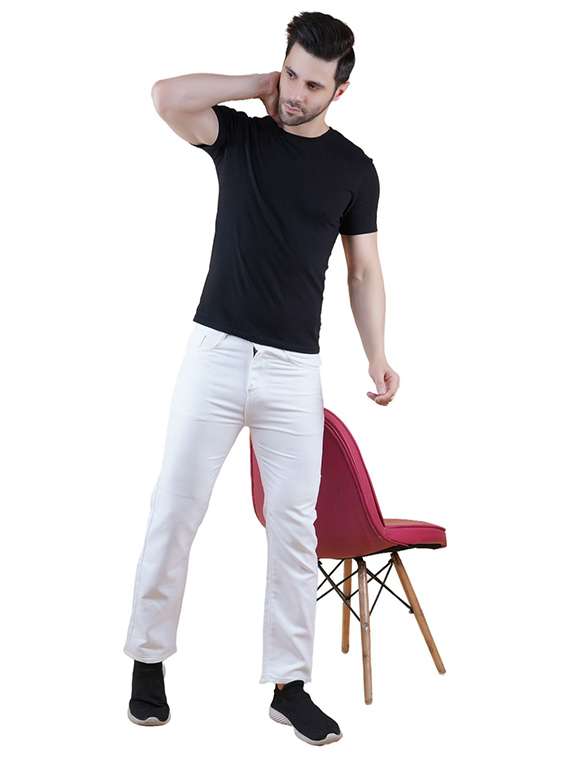 men plain mid rise straight fit jeans - 22241446 -  Standard Image - 3