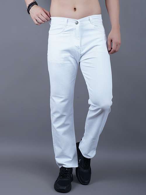 men plain mid rise straight fit jeans - 22241458 -  Standard Image - 0