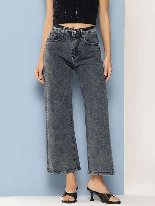 women solid mid rise straight fit jeans - 22241474 -  Standard Image - 0