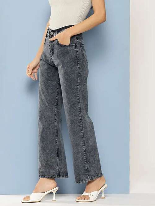 women solid high rise straight fit jean - 22241483 -  Standard Image - 0