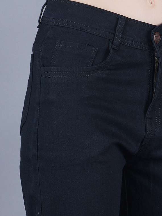 women solid slash knee straight fit jeans - 22241489 -  Standard Image - 3