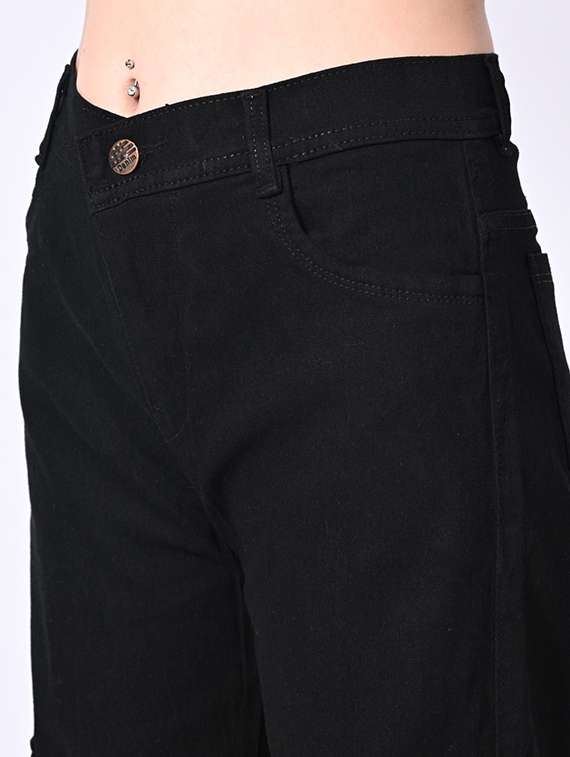 women solid high rise denim cargo - 22241512 -  Standard Image - 3