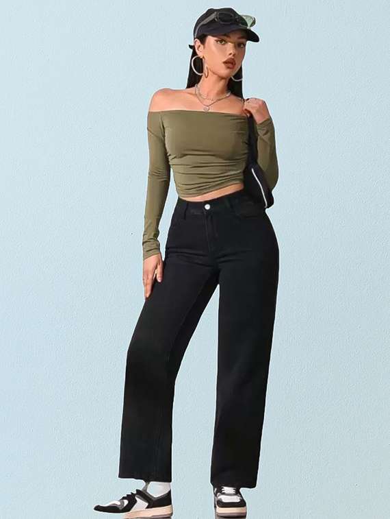 women solid high rise straight fit jean - 22241537 -  Standard Image - 3