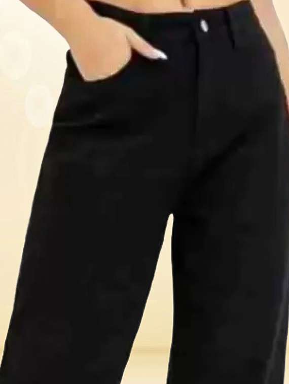 women solid high rise baggy jean - 22241563 -  Standard Image - 3