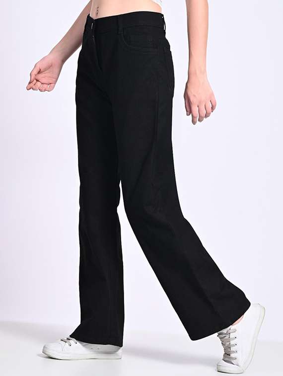 women solid mid rise straight fit jean