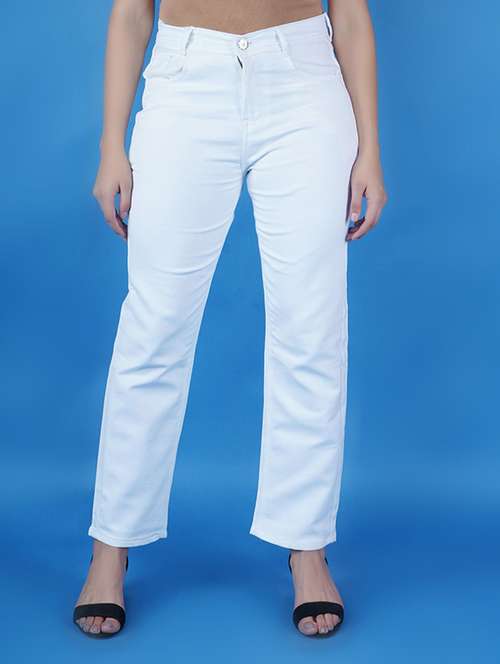 women solid mid rise straight fit jeans - 22241592 -  Standard Image - 0