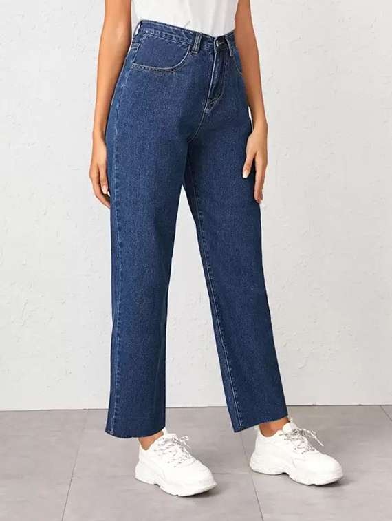 women solid mid rise bootcut jean