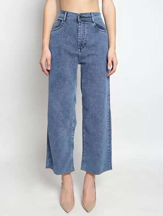 women solid high rise wide leg jeans - 22241751 -  Zoom Image - 0