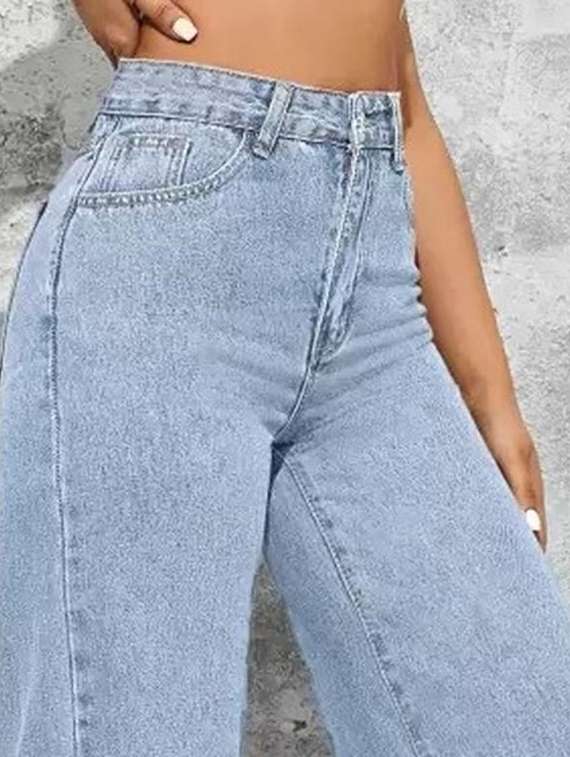women solid high rise baggy jean - 22241771 -  Standard Image - 3