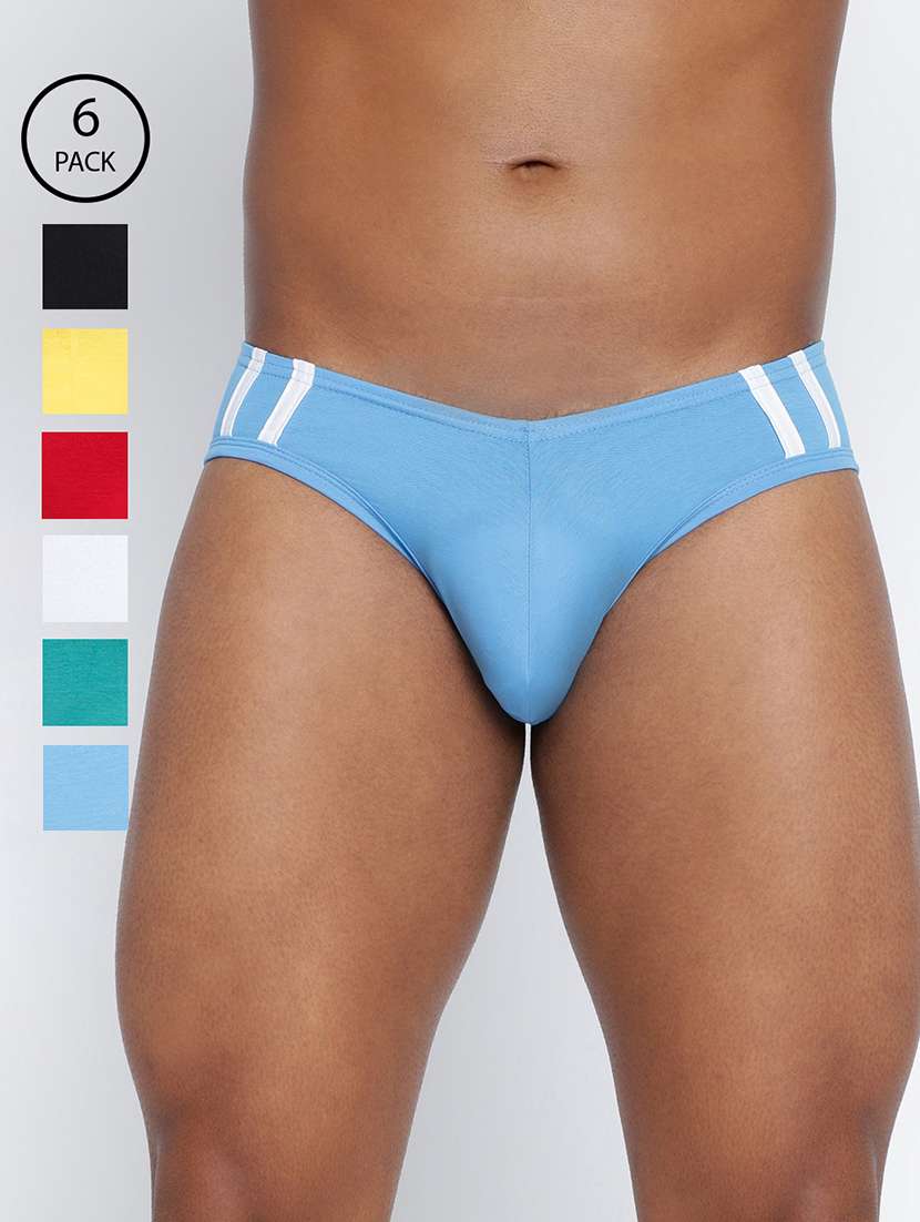 men pack of 6 striped hipster brief