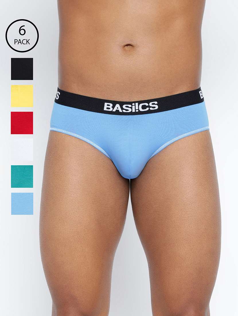 men pack of 6 solid hipster brief