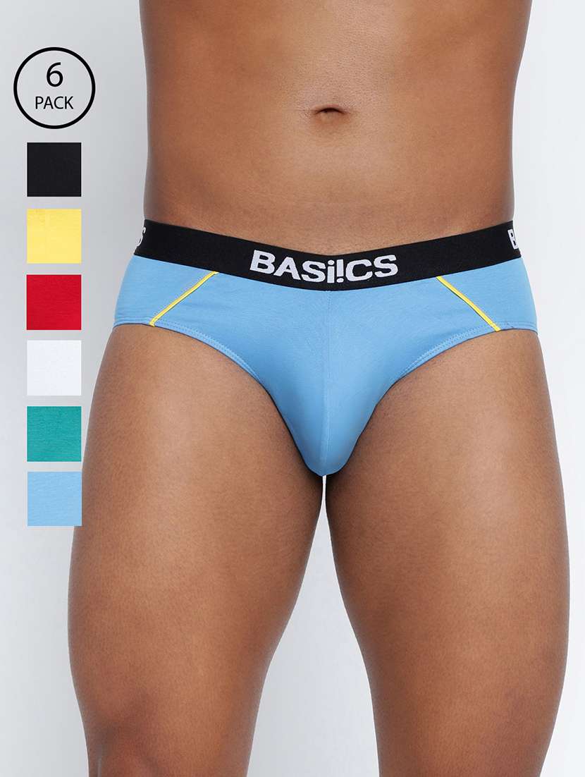 men pack of 6 solid hipster brief