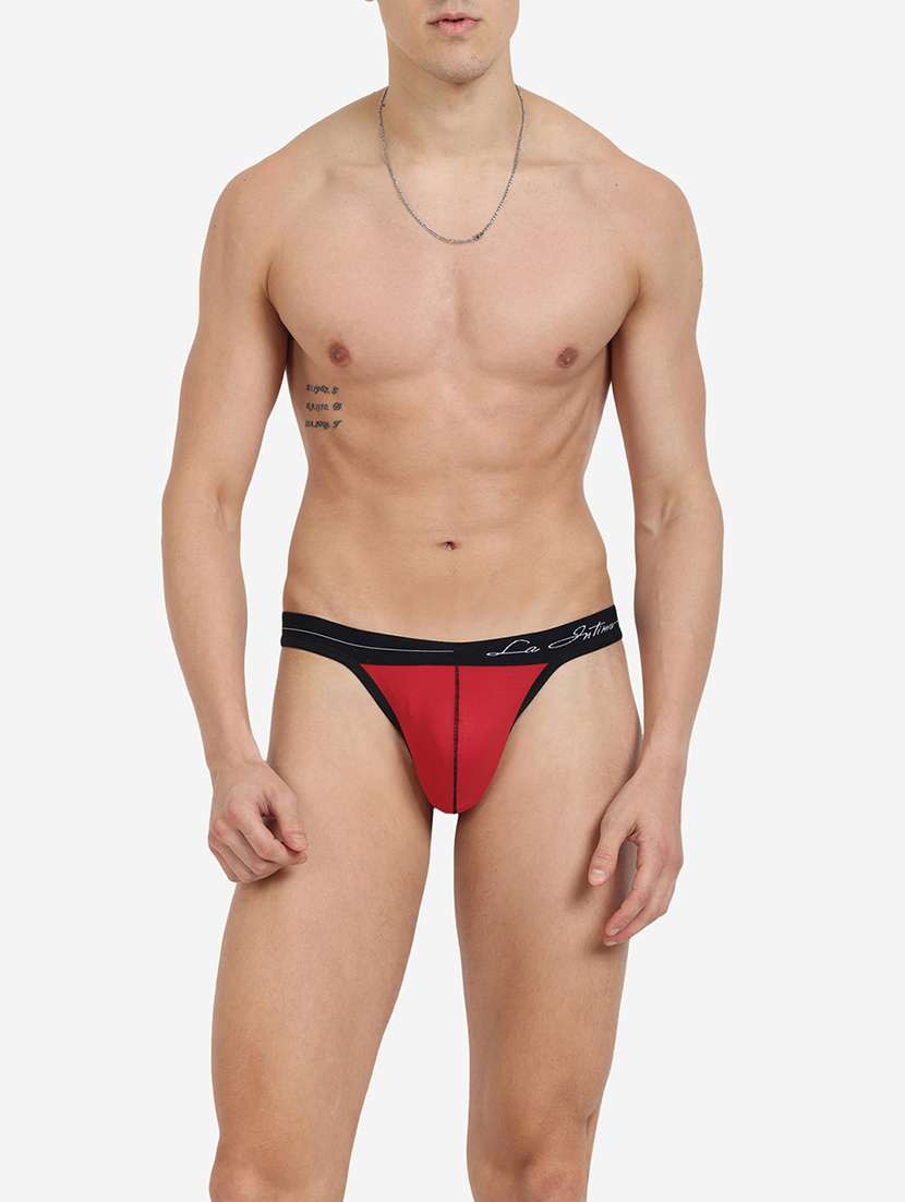 men color block thongs brief
