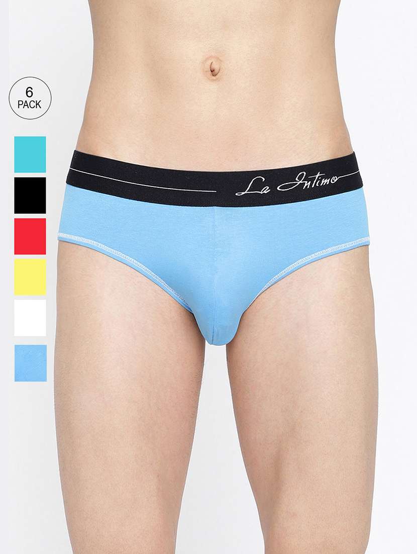 men pack of 6 solid hipster brief