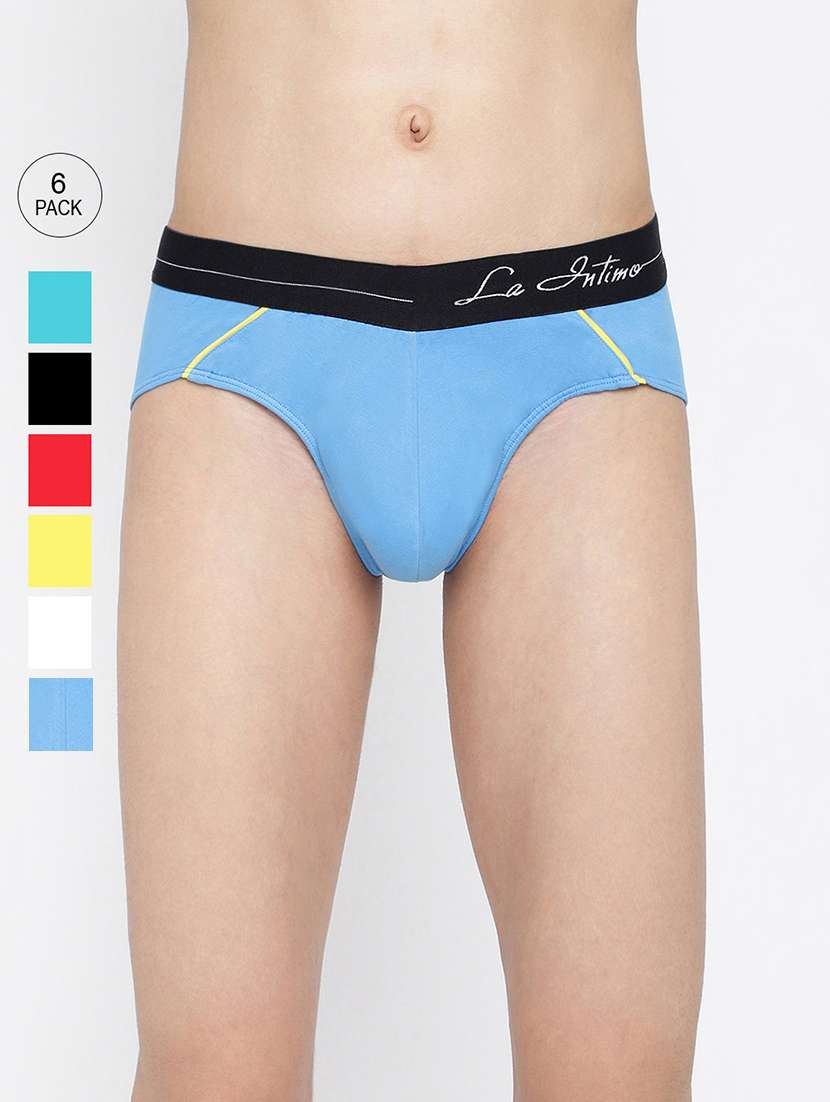 men pack of 6 solid hipster brief