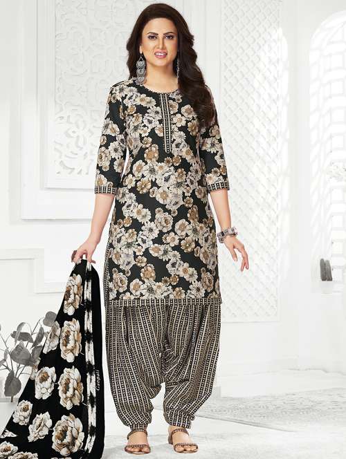 women floral three quarter sleeve kurta patiala with dupatta set - 22241980 -  Standard Image - 0