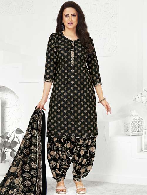 women printed three quarter sleeve kurta patiala with dupatta set - 22241995 -  Standard Image - 0