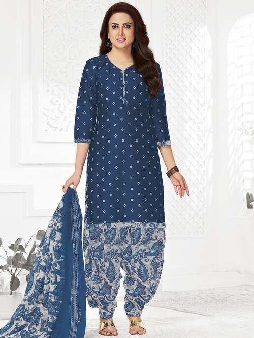 women printed three quarter sleeve kurta patiala with dupatta set - 22242007 -  Standard Image - 0