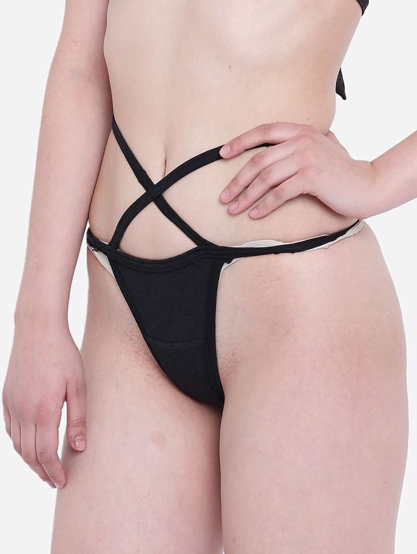 women solid low rise thongs 