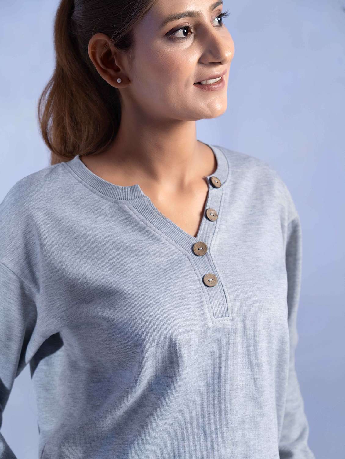 women solid long sleeve winter wear co-ord set - 22242055 -  Standard Image - 5