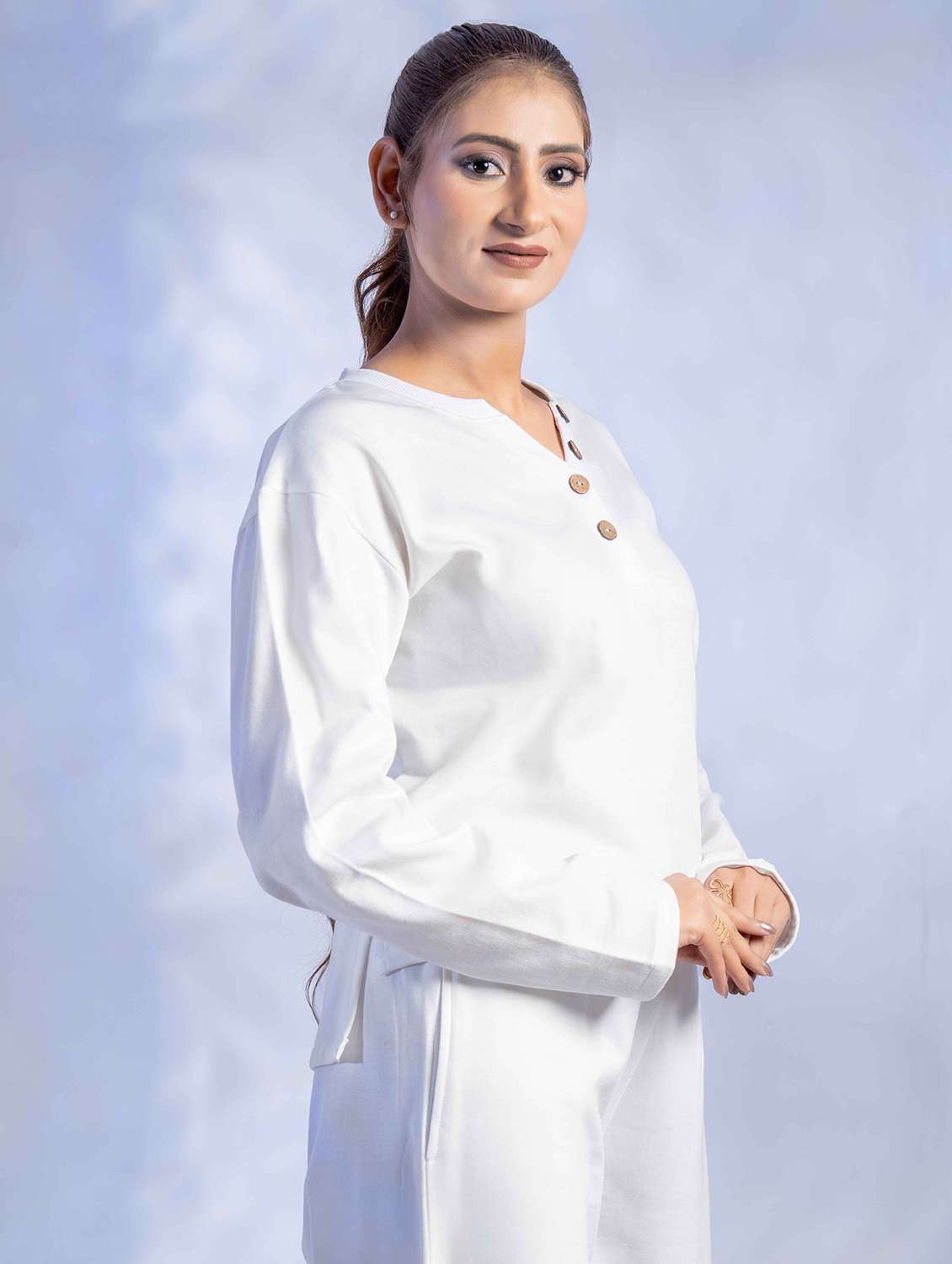 women solid long sleeve winter wear co-ord set - 22242057 -  Standard Image - 5