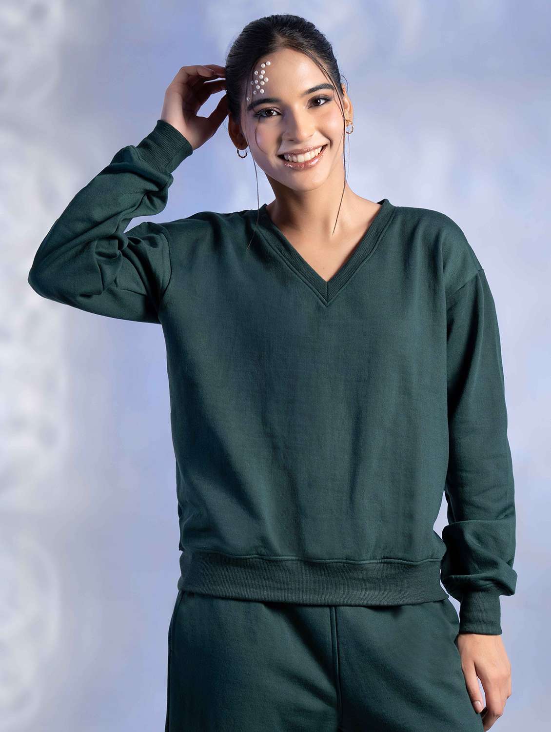 women solid long sleeve winter wear co-ord set - 22242058 -  Standard Image - 3