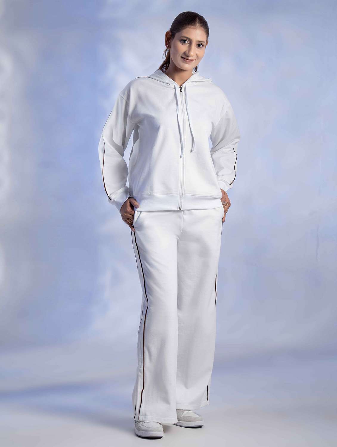 women solid long sleeve winter wear co-ord set