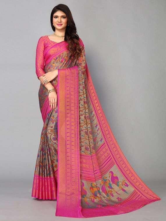 women printed casual wear saree with blouse - 22243481 -  Standard Image - 3