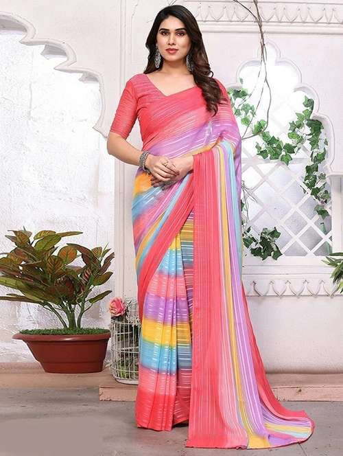 women printed casual wear saree with blouse - 22243482 -  Standard Image - 0