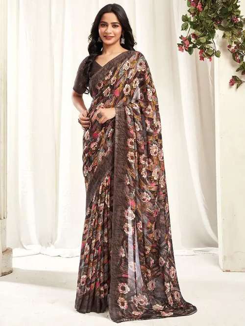 women floral printed saree with blouse - 22243484 -  Standard Image - 0