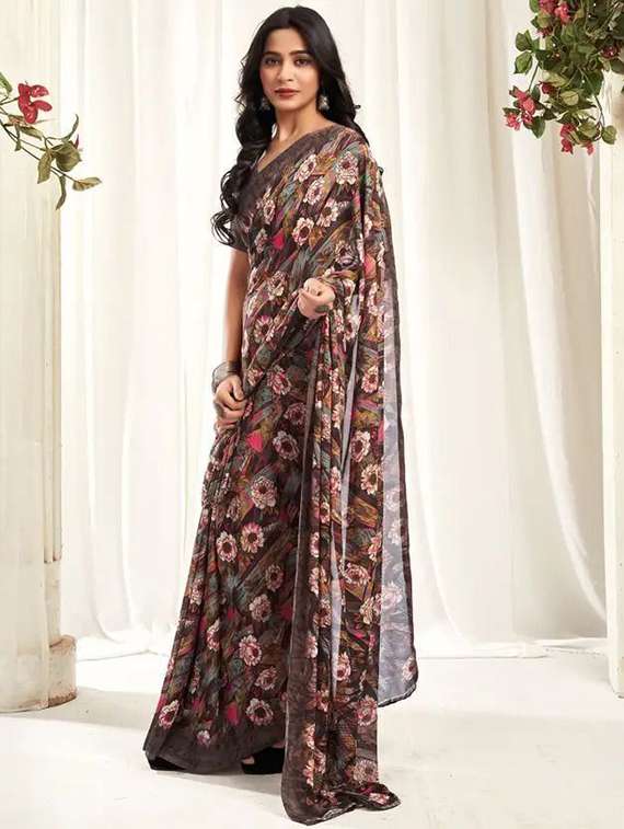 women floral printed saree with blouse - 22243484 -  Standard Image - 3