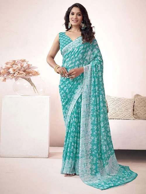 women printed casual wear saree with blouse - 22243489 -  Standard Image - 0