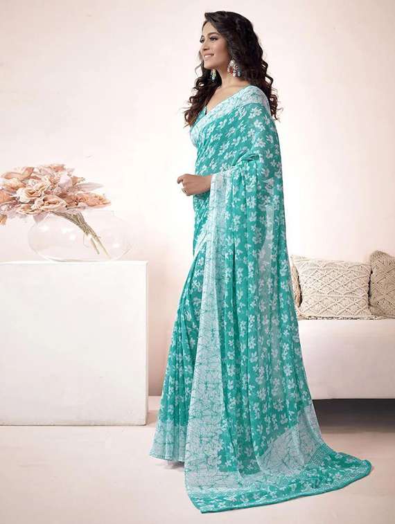 women printed casual wear saree with blouse - 22243489 -  Standard Image - 3