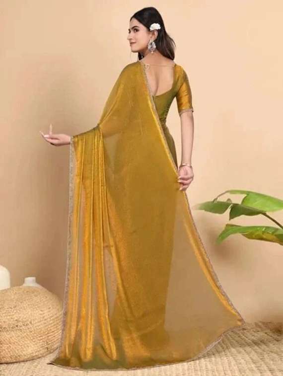women solid with embellished bordered saree with blouse - 22243498 -  Standard Image - 3