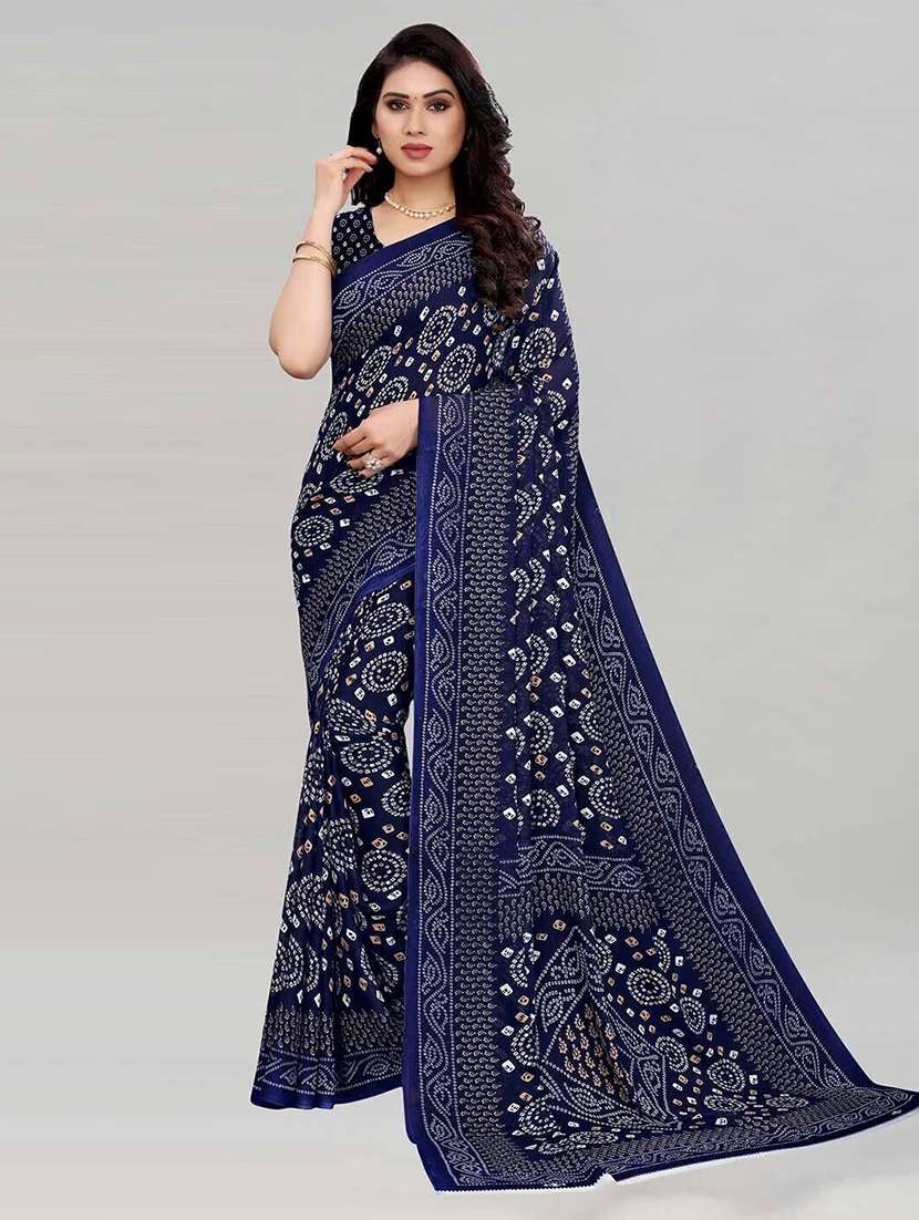 women printed casual wear saree with blouse