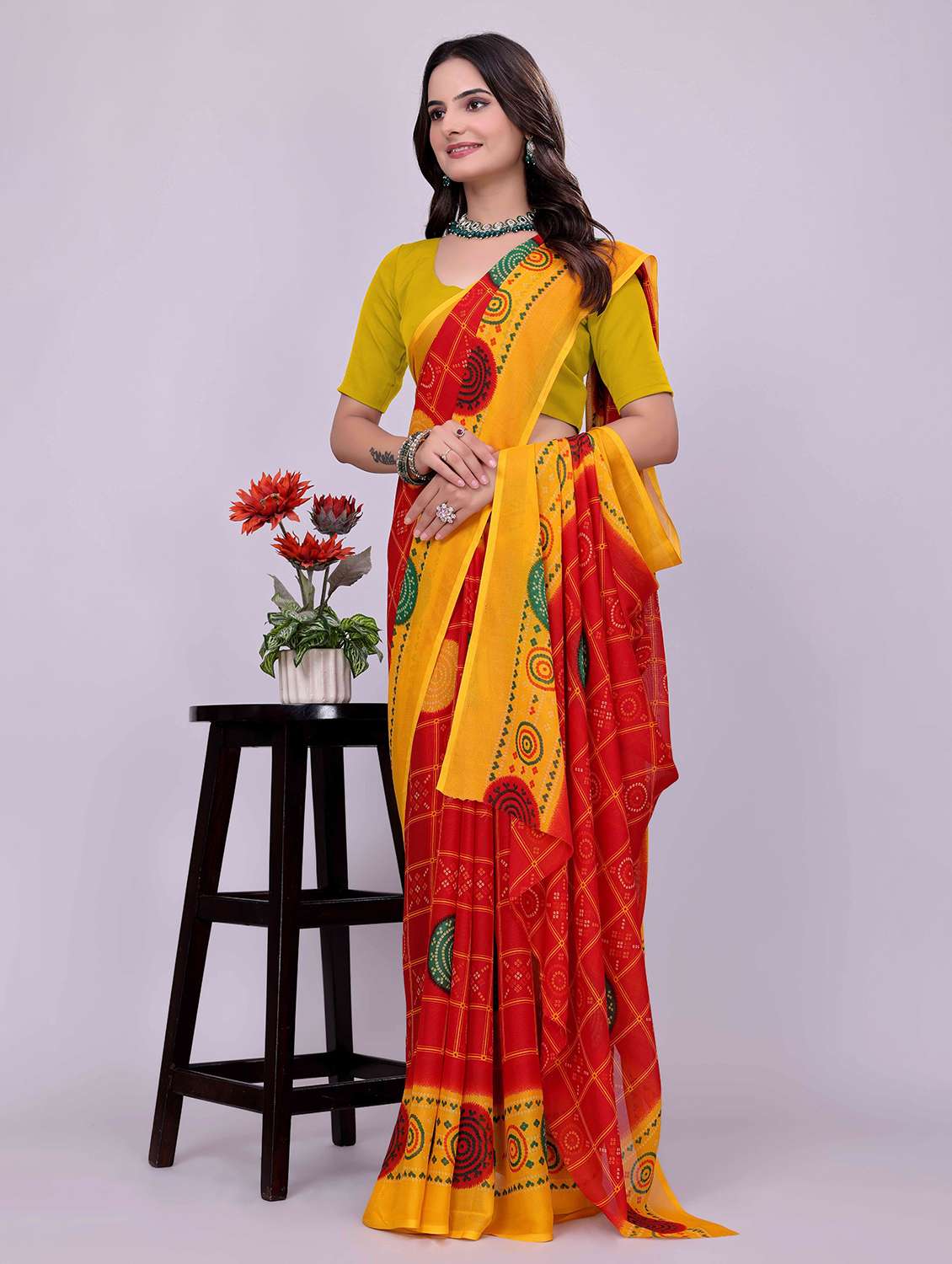 women printed casual wear saree