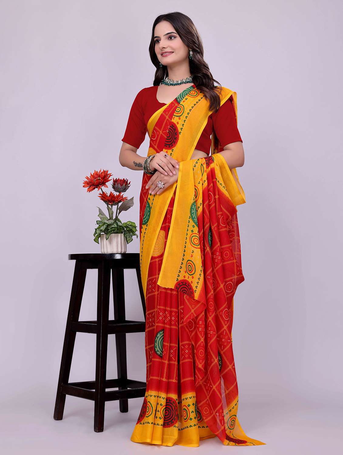 women printed casual wear saree