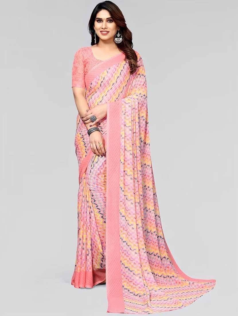 women printed casual wear saree with blouse