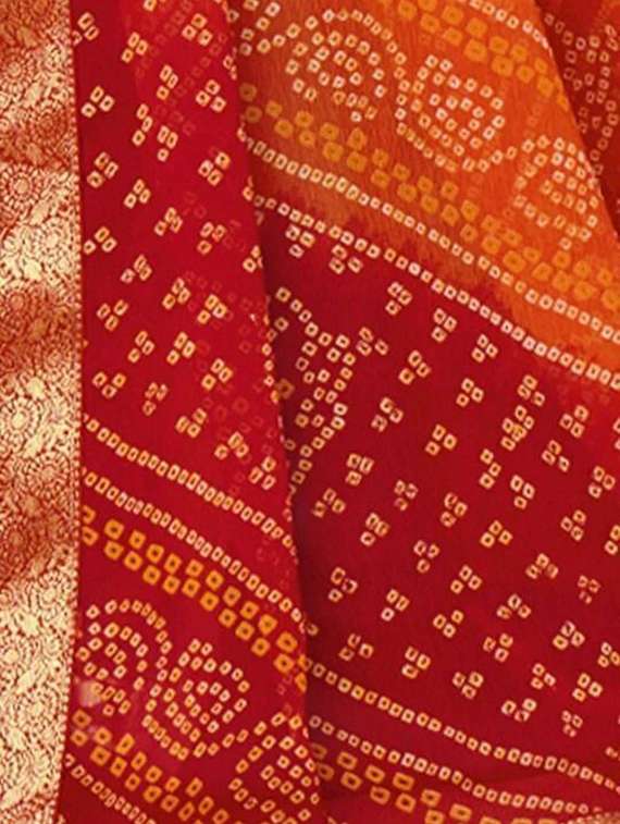women bandhani printed saree with blouse - 22243508 -  Standard Image - 3