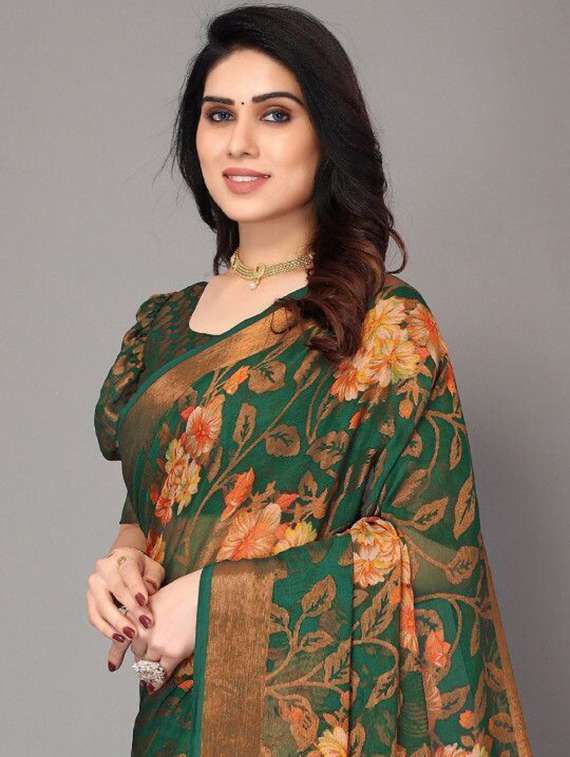 women floral printed saree with blouse - 22243512 -  Standard Image - 3