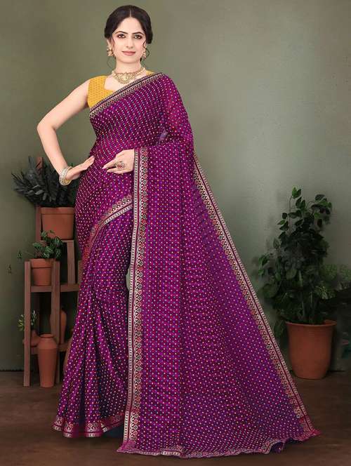 women bandhani printed saree with blouse - 22243563 -  Standard Image - 0