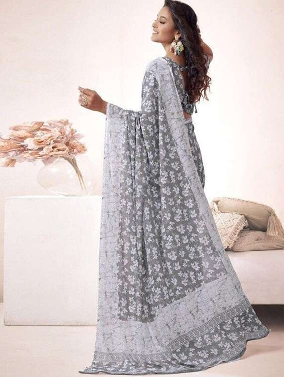 women printed casual wear saree with blouse - 22243574 -  Standard Image - 3