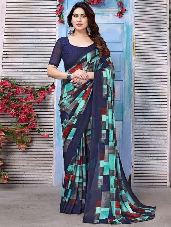 women printed casual wear saree with blouse - 22243587 -  Zoom Image - 0