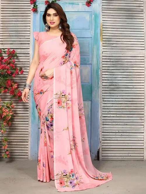 women floral printed saree with blouse - 22243588 -  Standard Image - 0